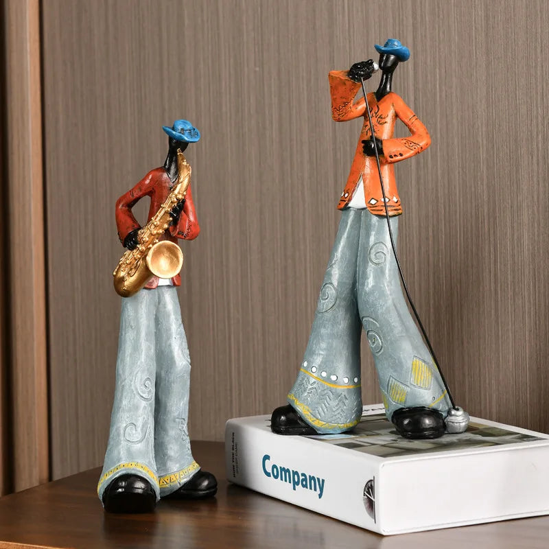 Creative Resin Jazz Band Sculptures – Colorful Musician Home Decor