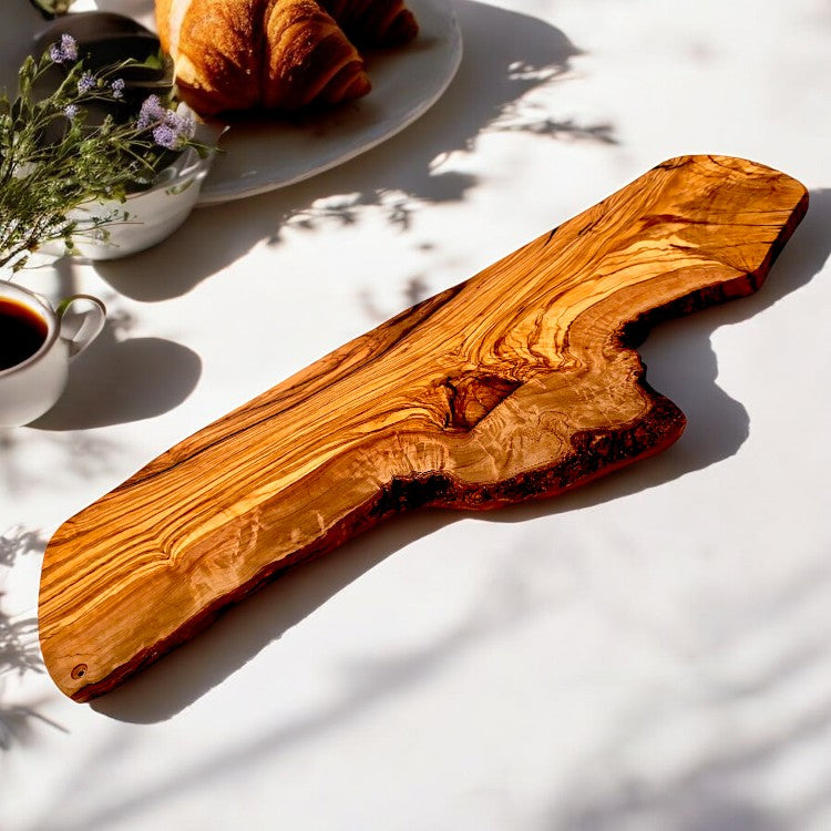 Olive Wood Handcrafted Slim Shaped Rustic Wooden Charcuterie Cheese Board | Various Sizes