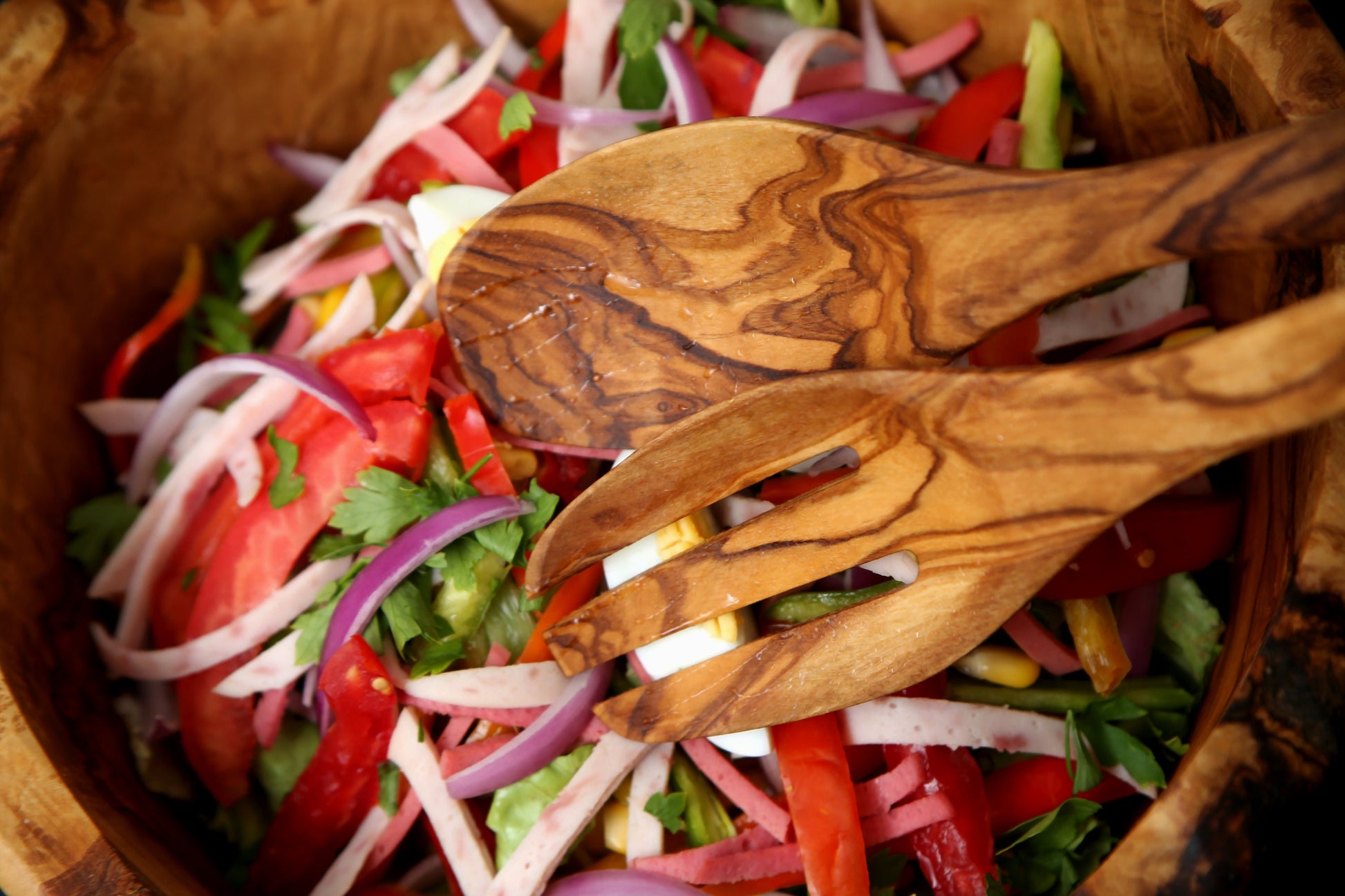 Olive Wood Small Square-Toed Cutlery 29 cm, salad server, spoon, fork, kitchen utensils, cookware, handmade, gift for chef, gift