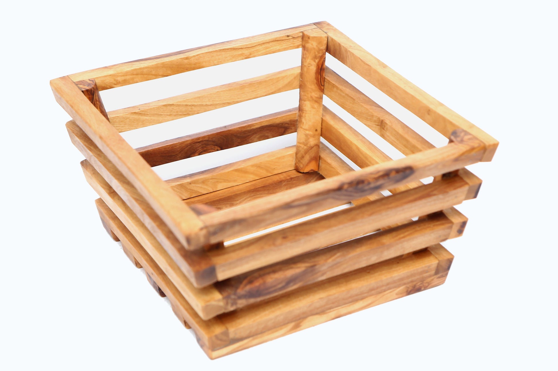 Olive Wood Square Shaped Bread Basket 18 cm