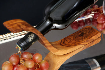 Olive Wood Round Bottle Holder 1 Hole, wine bottle holder, bar accessories, wine lovers, gift