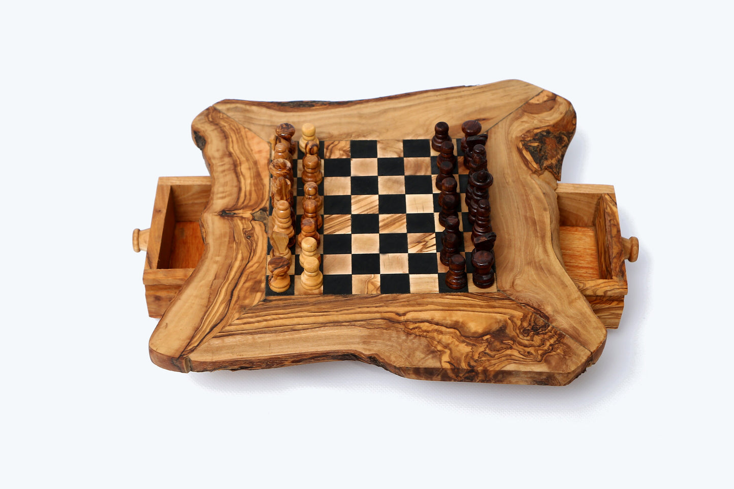 Olive Wood Chess Board with Two Drawers