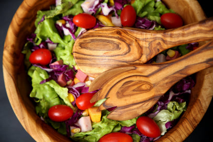 Wooden Salad Server, Olive Wood Cutlery 30 cm, spoon , fork, kitchen utensils, cookware, restaurant, chef, gift