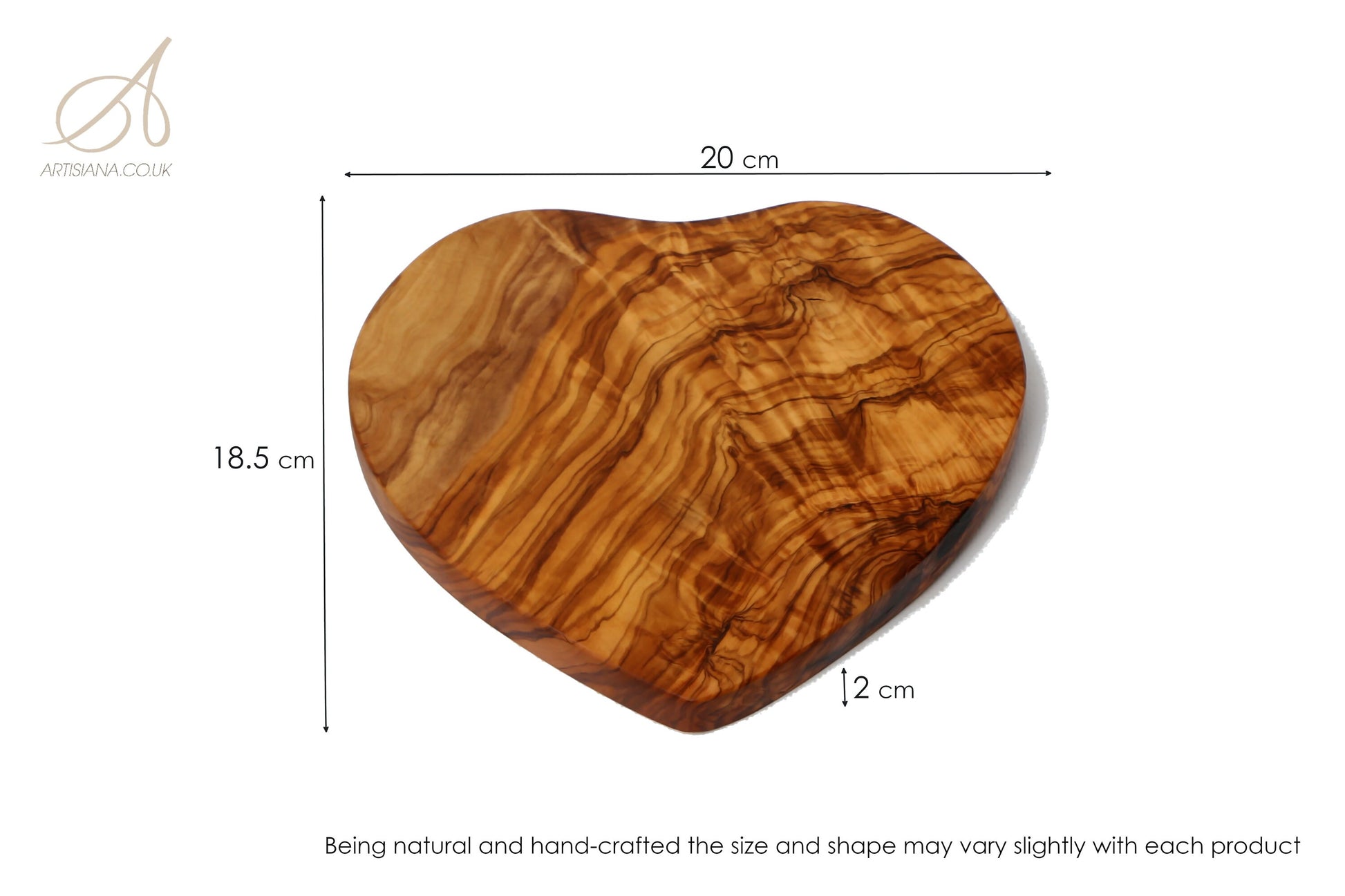 Olive Wood Handcrafted Heart Shaped Charcuterie Wooden Chopping/Cutting/Cheese Serving Board