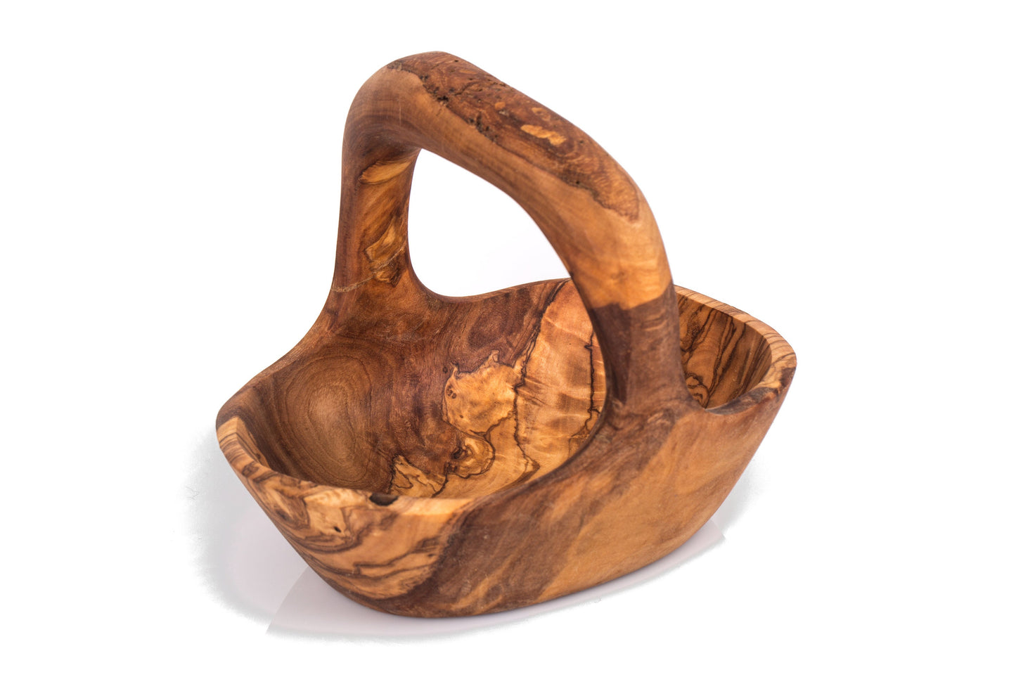 Olive Wood Wooden Decorative Fruit Basket/Bowl with Handle