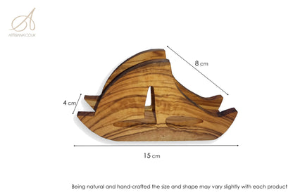 Olive Wood Boat Shaped Napkin Holder