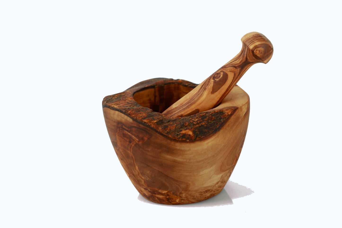 Olive Wood Natural Style Pestle & Mortar | Garlic, Herb, Seed Crusher | Unique Housewarming Kitchen Gift Idea | Various Sizes