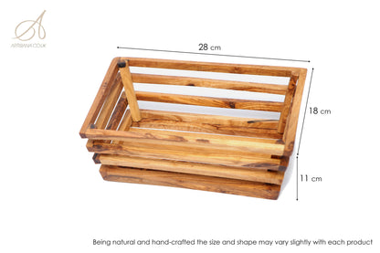 Olive wood Rectangular Shaped Bread Basket 28 cm