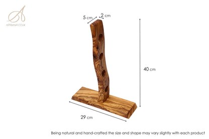 Olive Wood Bottle Holder 4 Holes Satix 40 cm