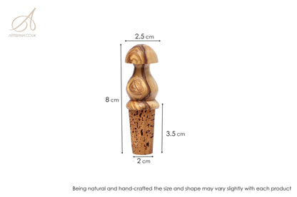 Olive Wood Wooden Bottle Stopper Handcrafted Wine Cork | Mushroom | Pear | Round | Apple