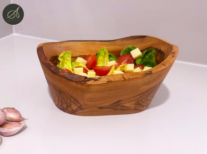 Rustic Hand Carved Bowl And Salad Serving Set