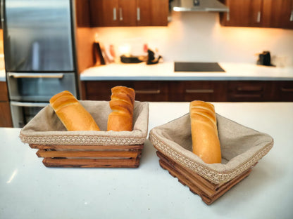 Olive wood Rectangular Shaped Bread Basket 28 cm