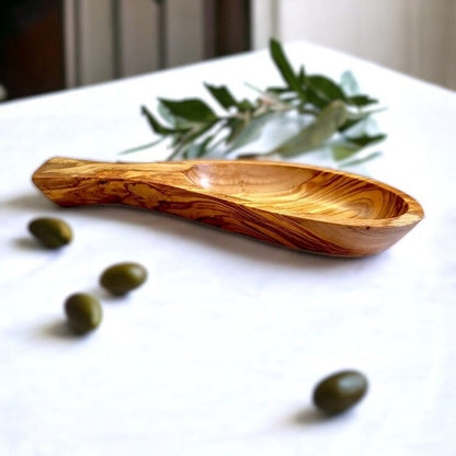 Olive Wood Leaf Shaped Bowl, serving bowl dish, olive dish, cheese dish, crackers dish , Sustainably Sourced, Eco-Friendly, handmade, gift