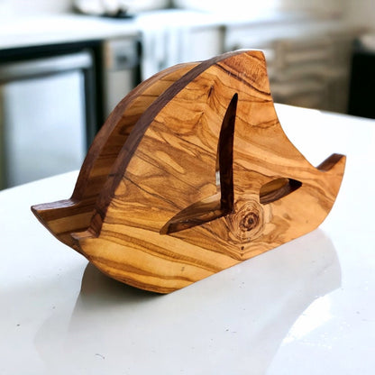 Olive Wood Fish Shaped napkin Holder