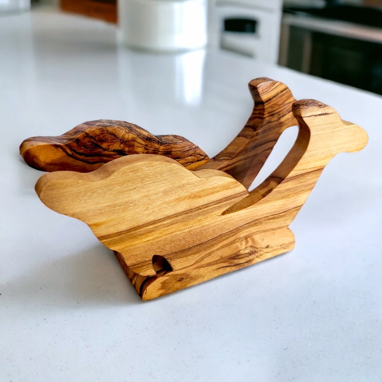 Olive Wood Boat Shaped Napkin Holder