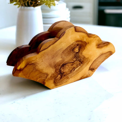 Olive Wood Boat Shaped Napkin Holder