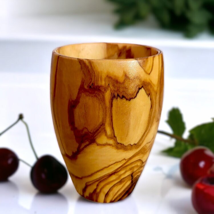 Olive Wood Wooden Drinking Cup For Wine Hot/Cold Drinks | 384ml