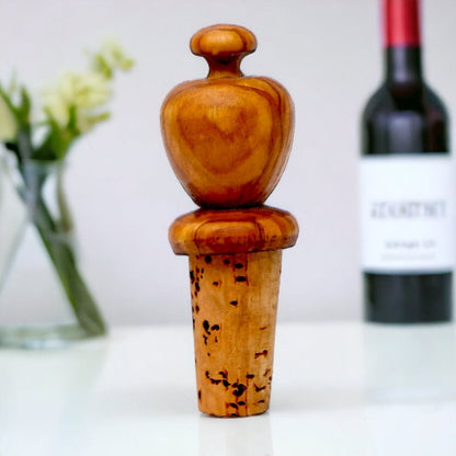 Olive Wood Wooden Bottle Stopper Handcrafted Wine Cork | Mushroom | Pear | Round | Apple