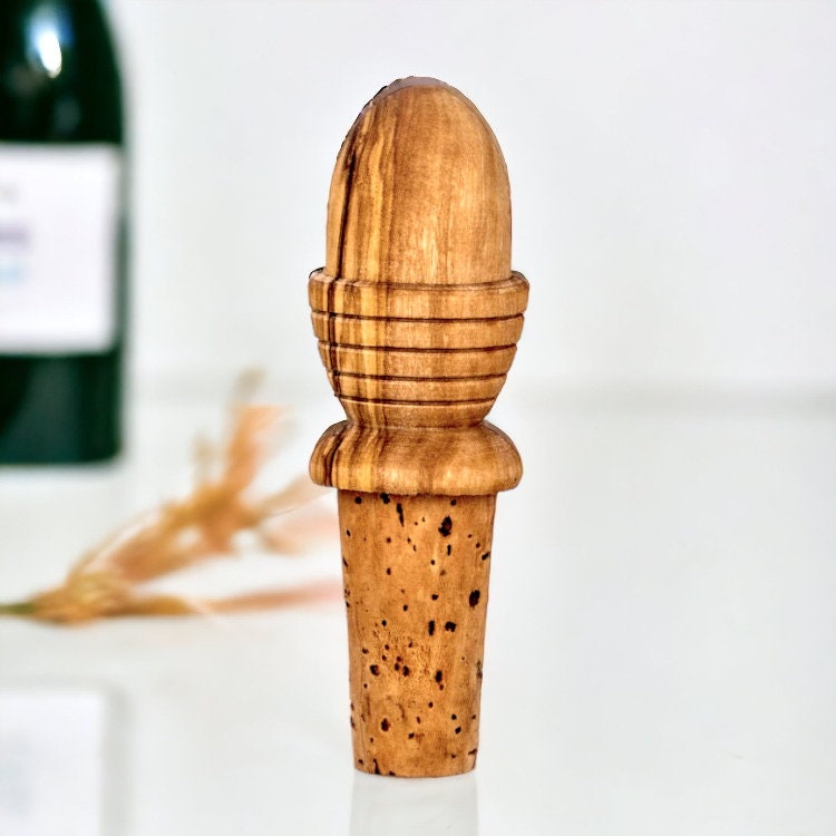 Olive Wood Wooden Bottle Stopper Handcrafted Wine Cork | Mushroom | Pear | Round | Apple