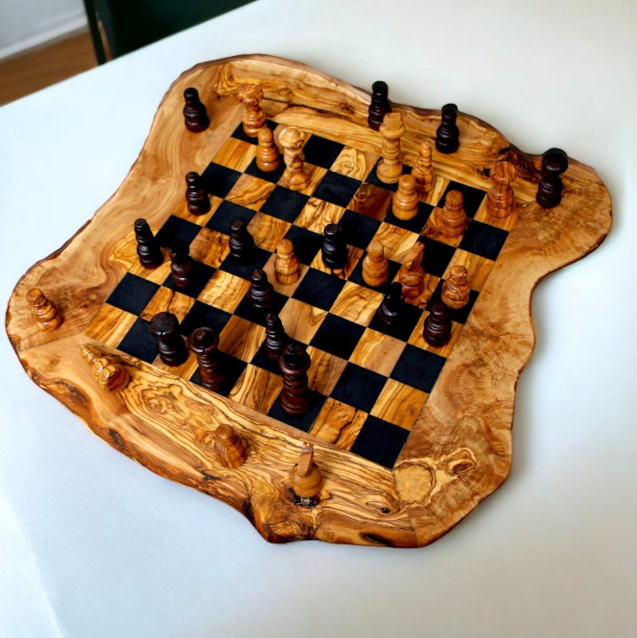 Olive Wood Chess Board 45cm x 45cm (board only)