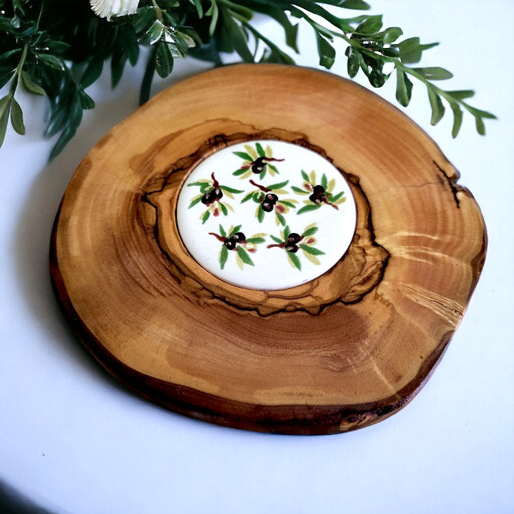 Olive Wood Rustic Ceramic Coaster