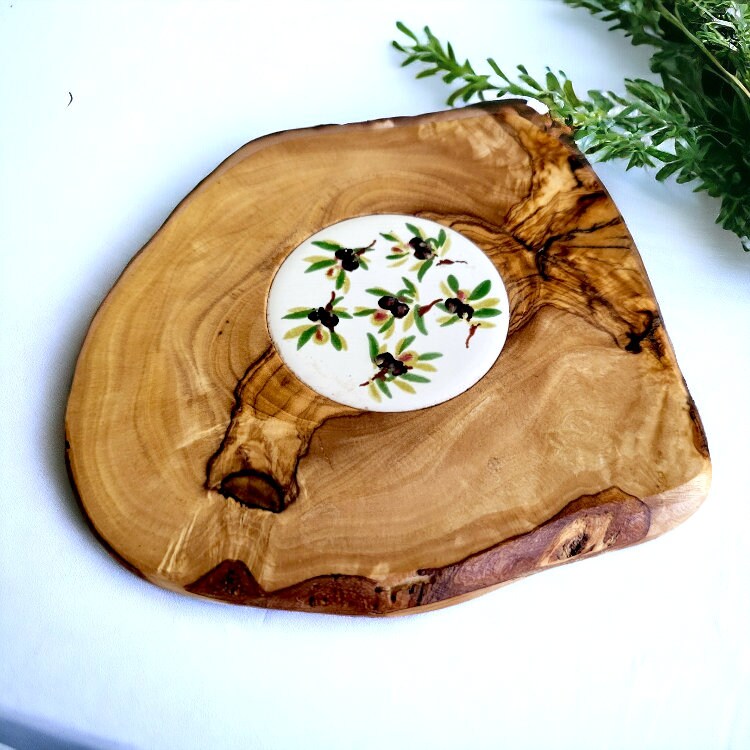 Olive Wood Rustic Ceramic Coaster