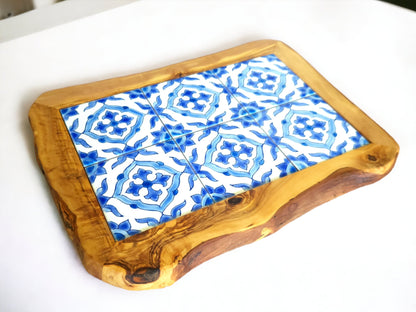 Rustic Olive Wood Ceramic Tray