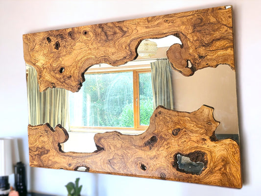 Olive Wood Framed Wooden Wall Mirror | Unique Showpiece & Impressive Gift Idea