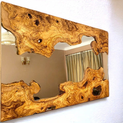 Olive Wood Framed Wooden Wall Mirror | Unique Showpiece & Impressive Gift Idea