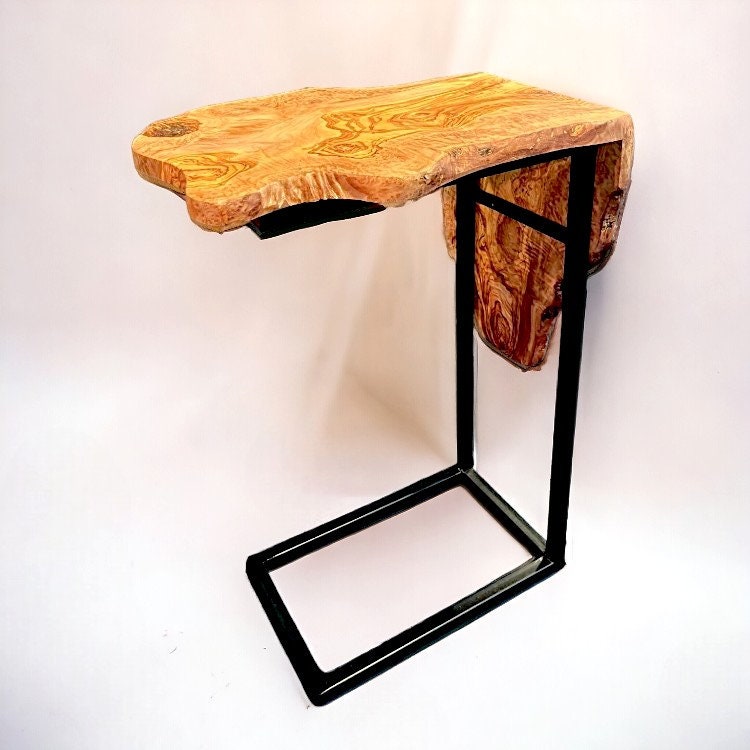 C Shaped Table with Metal Frame