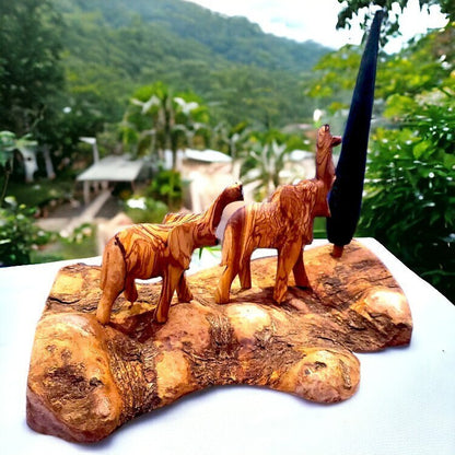 Hand Crafted Olive Wood Elephant Figurine Ornament