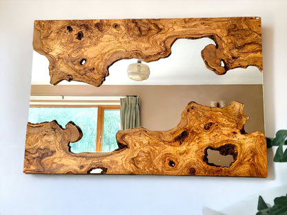 Olive Wood Framed Wooden Wall Mirror | Unique Showpiece & Impressive Gift Idea