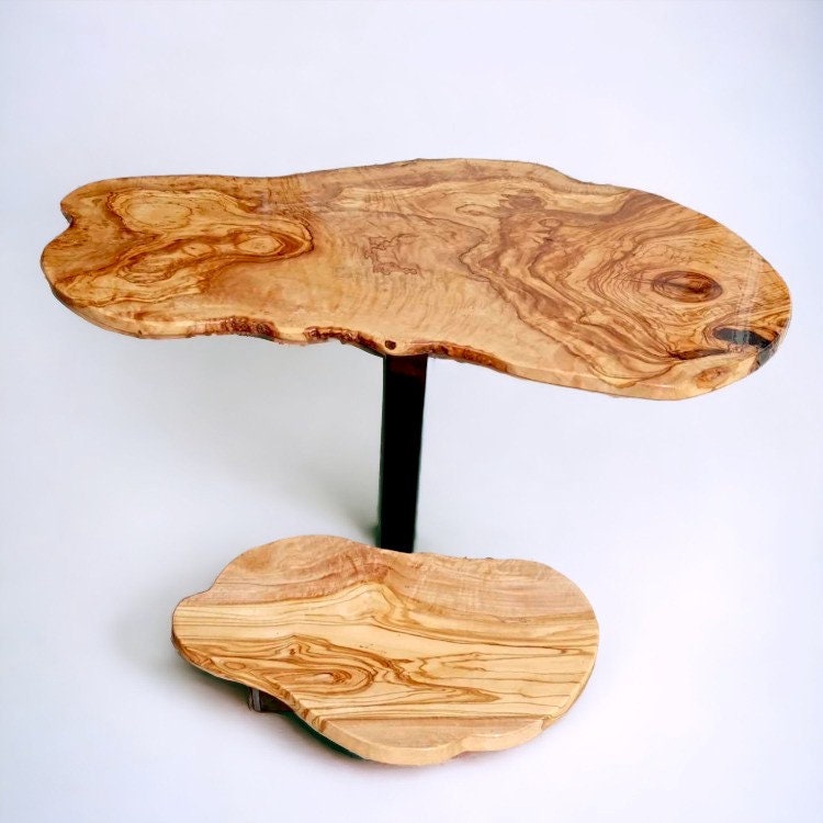 Irregular Shaped Olive Wood Side Table