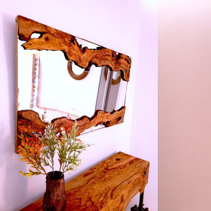 Amazing hand made olive wood Mirror and console perfect in your hallway or sitting room