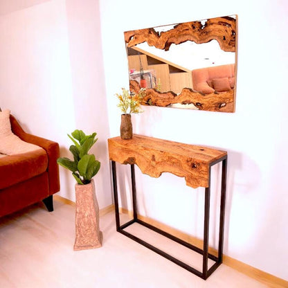 Amazing hand made olive wood Mirror and console perfect in your hallway or sitting room