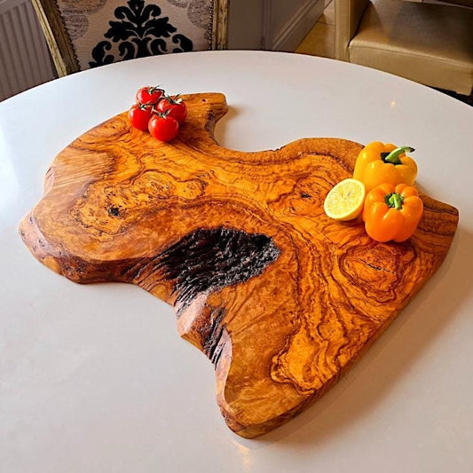 Olive Wood Charcuterie Board: Rustic Handcrafted Cheese Presentation Board