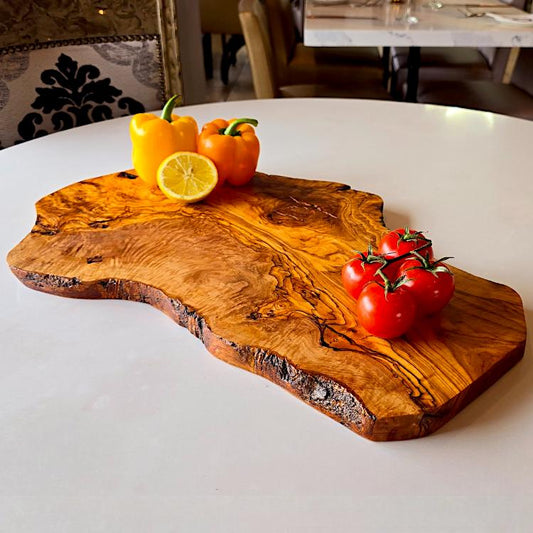 Olive Wood Charcuterie Board: Rustic Handcrafted Cheese Presentation Board