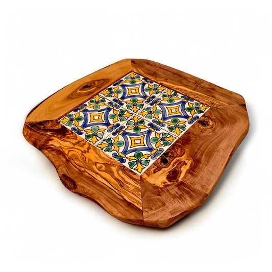 Rustic Olive Wood Ceramic Tray, serving tray, natural, handmade, gift
