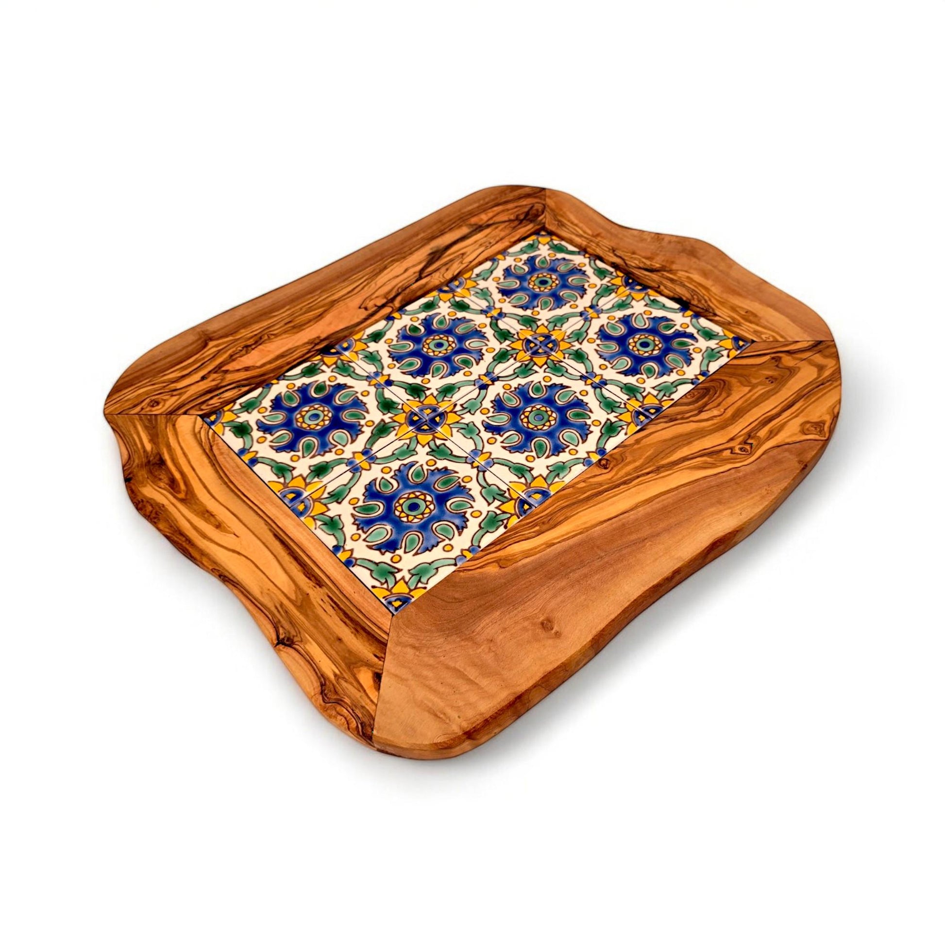 Rustic Olive Wood Ceramic Tray