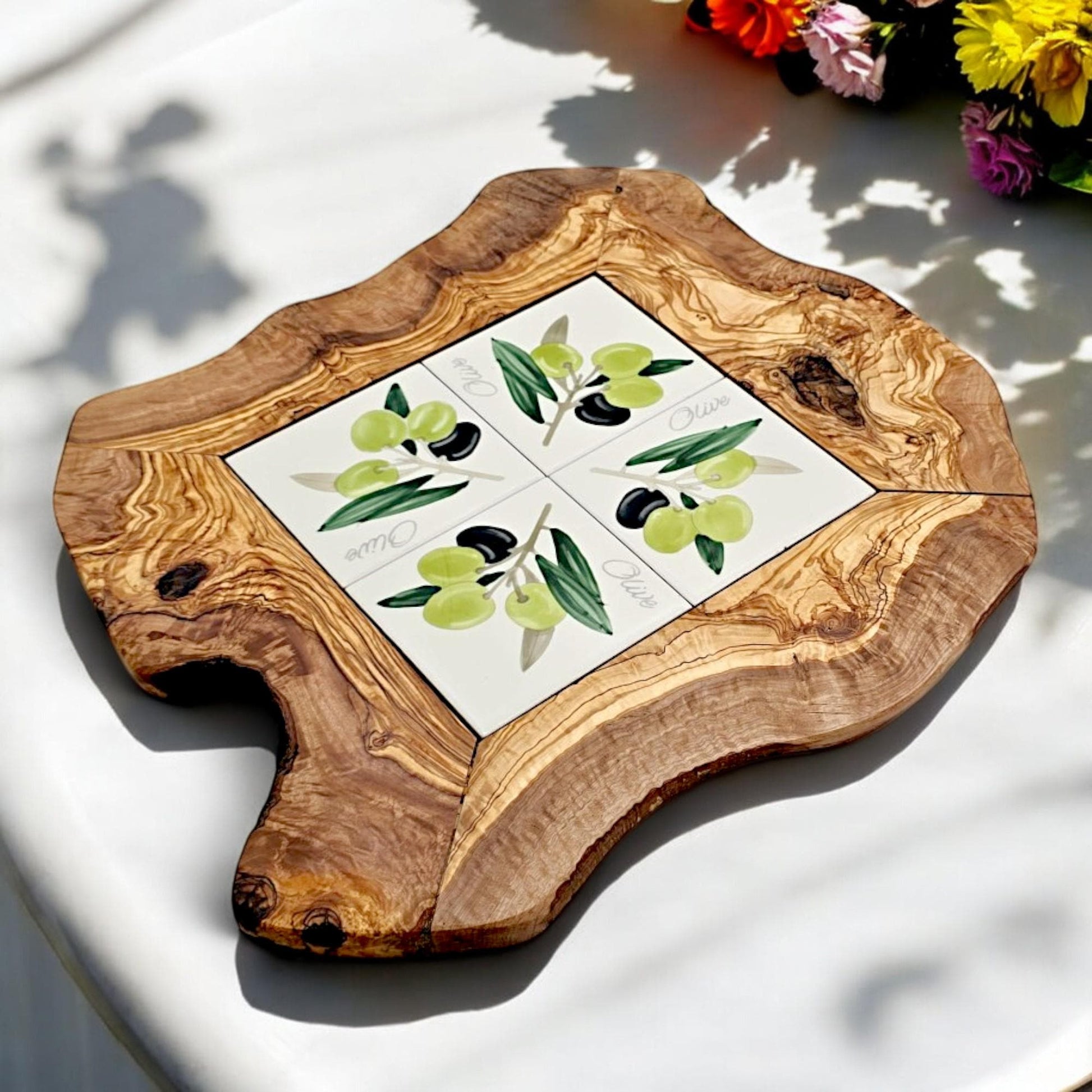 Rustic Olive Wood Ceramic Tray, serving tray, natural, handmade, gift