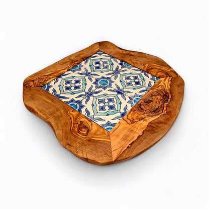 Rustic Olive Wood Ceramic Tray, serving tray, natural, handmade, gift