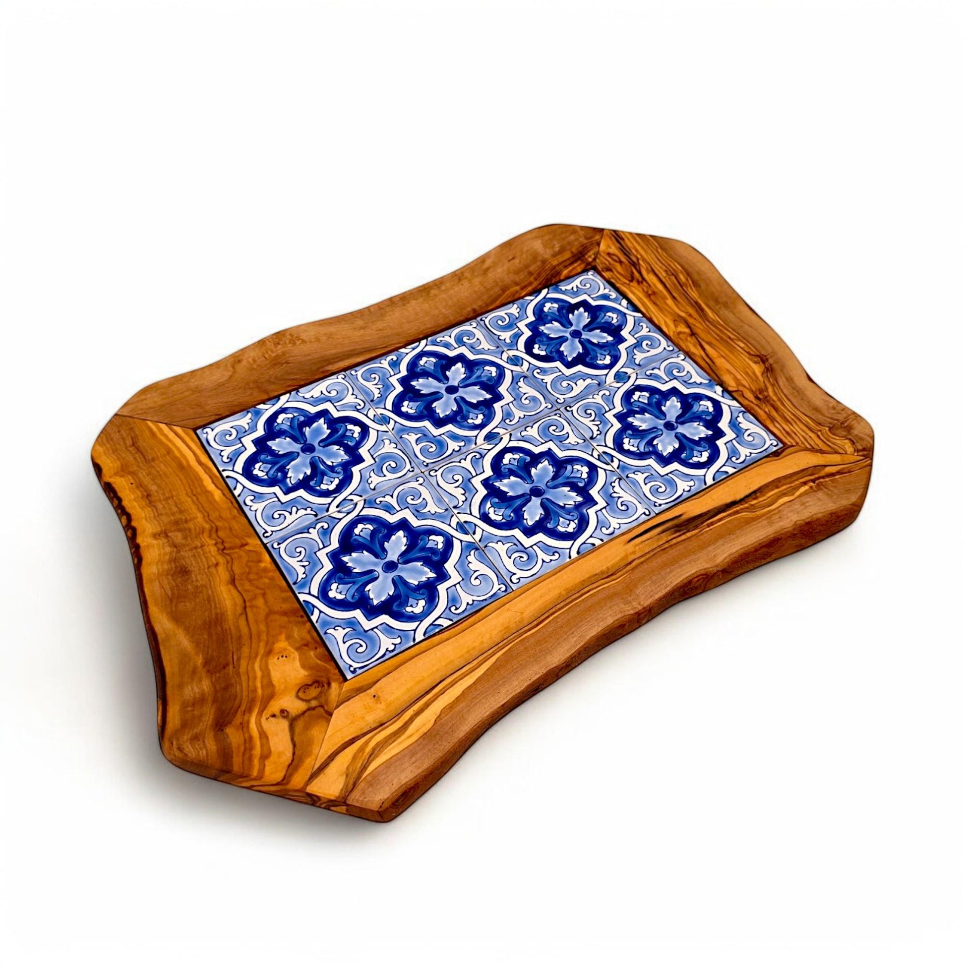 Rustic Olive Wood Ceramic Tray
