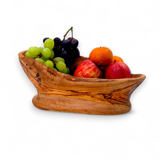 Rustic olive wood basket fruit , master piece, centrepiece