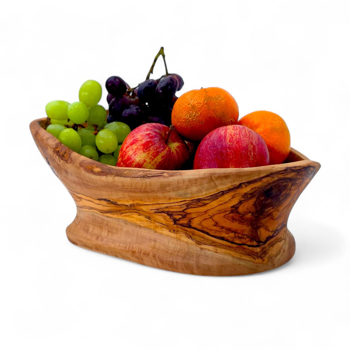 Rustic olive wood basket fruit , master piece, centrepiece