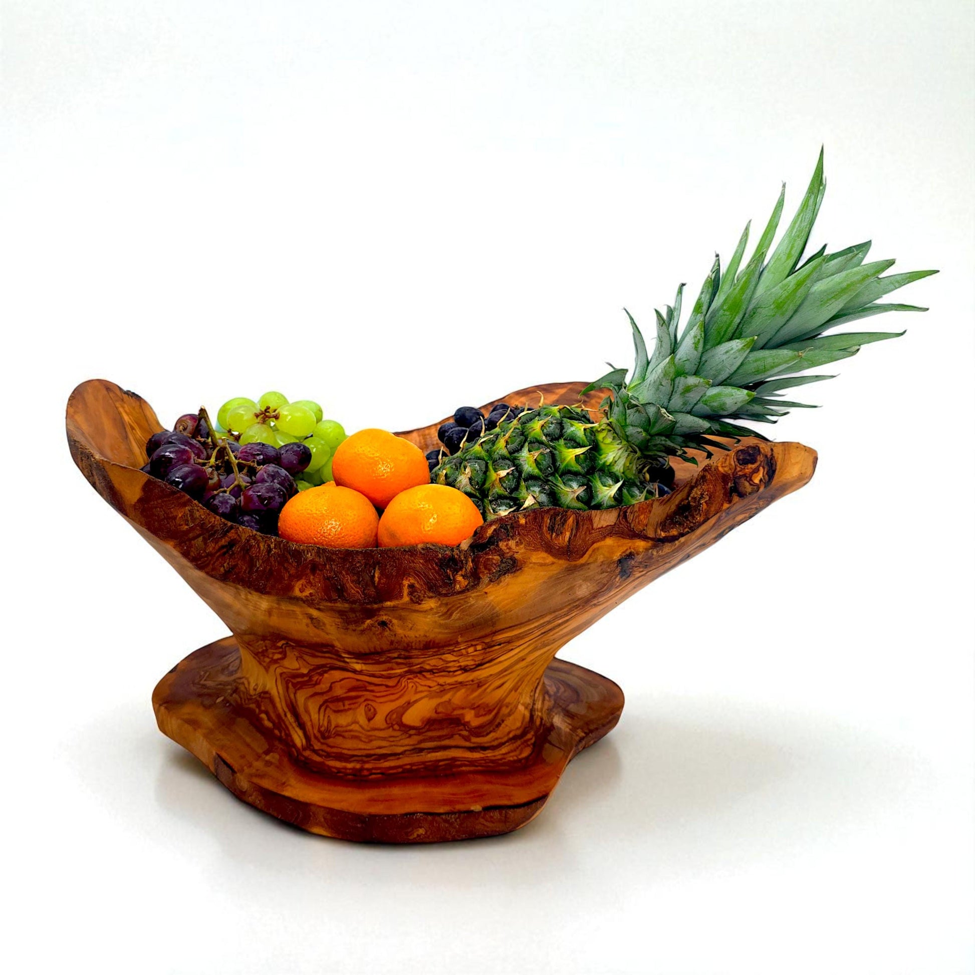Rustic olive wood basket fruit , master piece, centrepiece