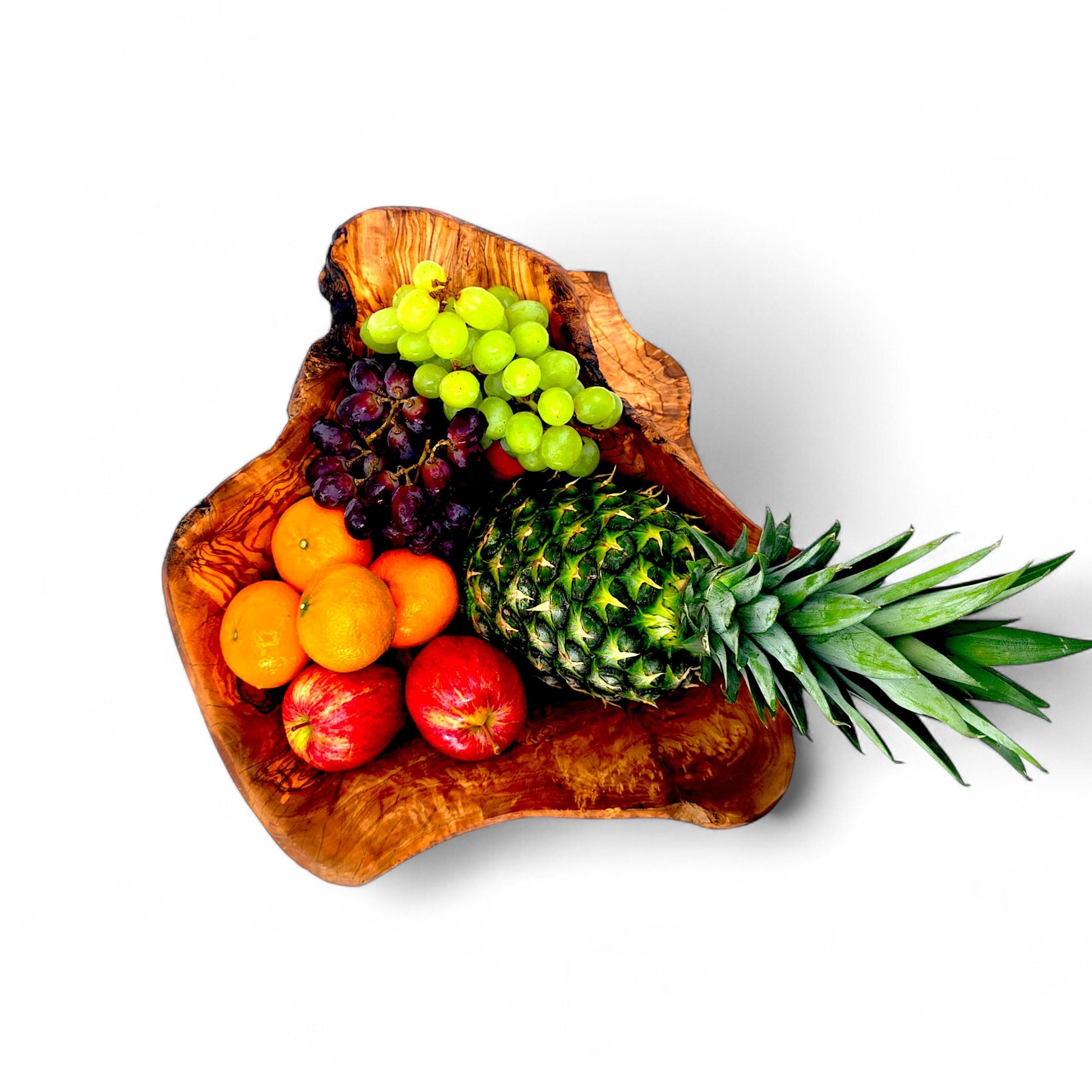 Rustic olive wood basket fruit , master piece, centrepiece