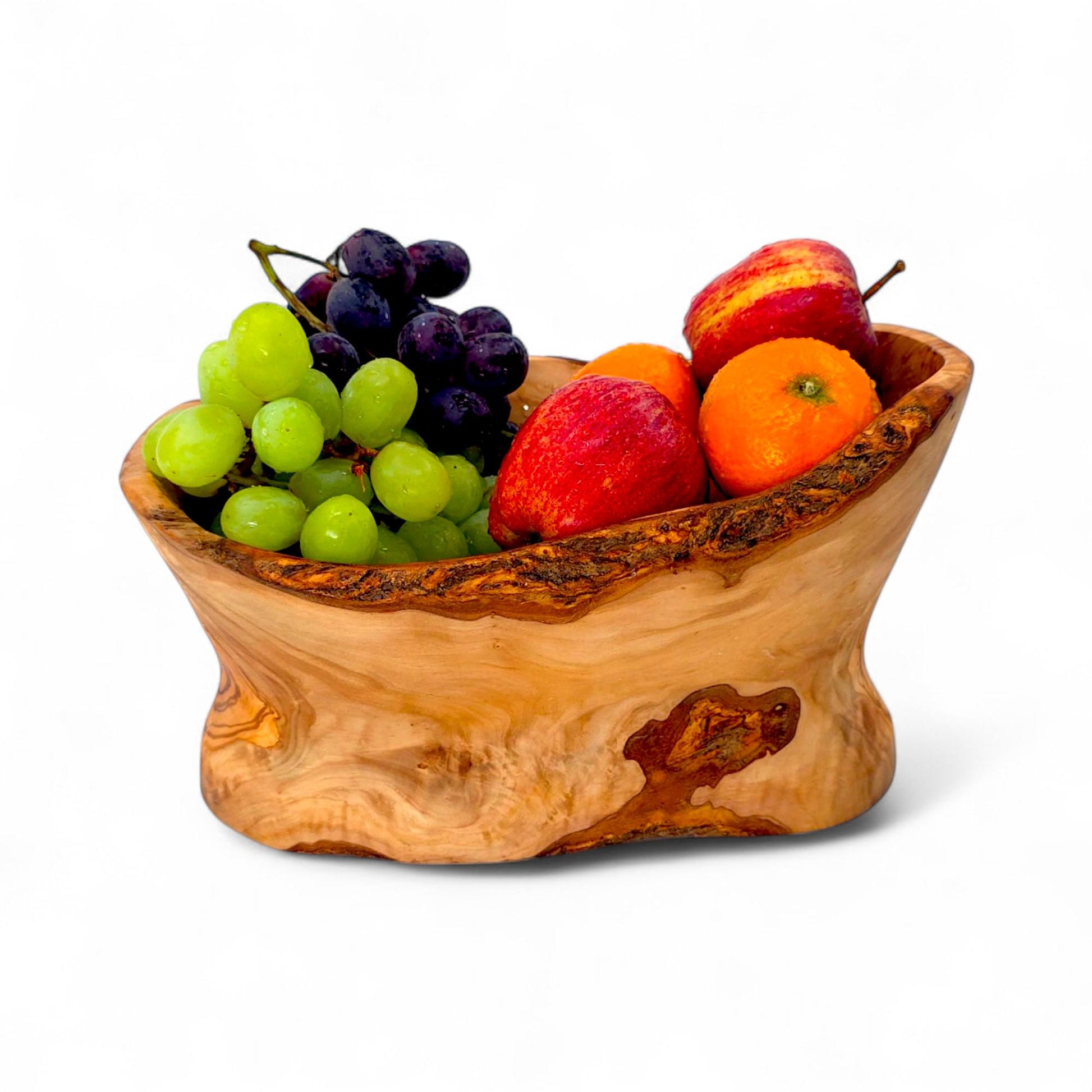 Rustic olive wood basket fruit , master piece, centrepiece