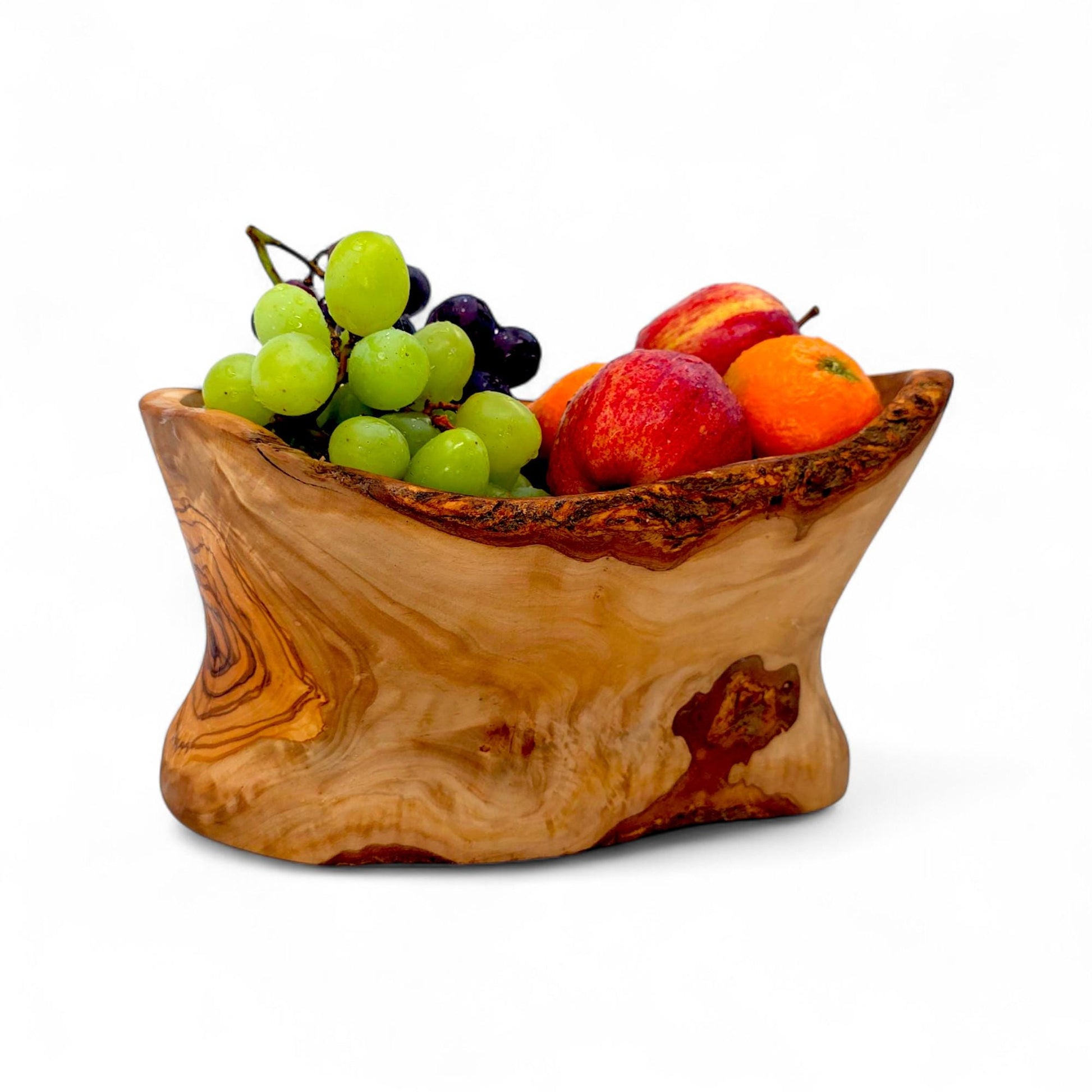 Rustic olive wood basket fruit , master piece, centrepiece