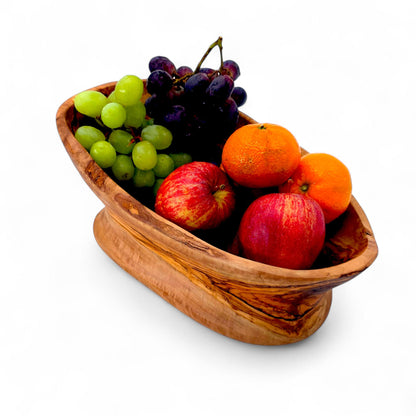 Rustic olive wood basket fruit , master piece, centrepiece