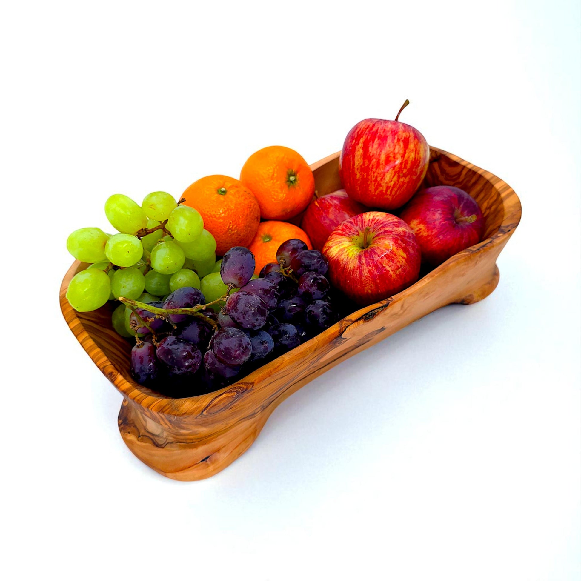Rustic olive wood basket fruit , master piece, centrepiece